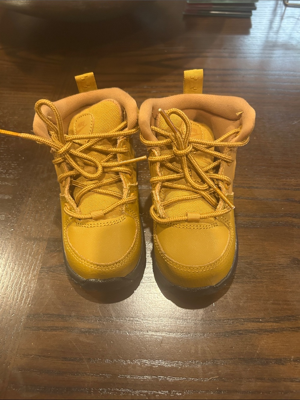 Nike Kids Mustard Yellow Lace-Up Boots